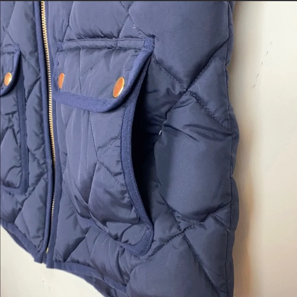 J Crew Navy w Gold Accents Down PufferVest S - Picture 6 of 10